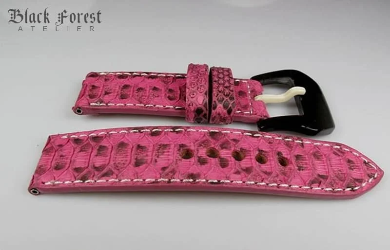 Handgefertigtes Uhrenarmband 24mm/24mm aus echtem Pythonleder in Naturfarbe PY01 – Bild 5